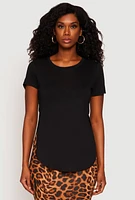 Womens Side Slit High Low Hem Tee,
