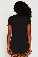Womens Side Slit High Low Hem Tee,