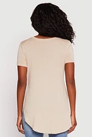 Womens Side Slit High Low Hem Tee,