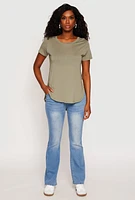 Womens Side Slit High Low Hem Tee,