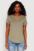 Womens Side Slit High Low Hem Tee,