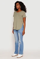 Womens Side Slit High Low Hem Tee,