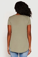 Womens Side Slit High Low Hem Tee,