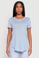 Womens Side Slit High Low Hem Tee,