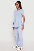 Womens Side Slit High Low Hem Tee,