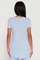 Womens Side Slit High Low Hem Tee,