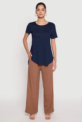 Womens Side Slit High Low Hem Tee,