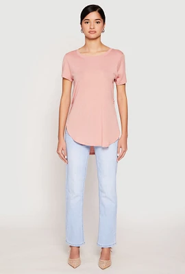 Womens Side Slit High Low Hem Tee,