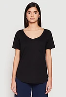 Womens Scoop Neck Pocket T Shirt,