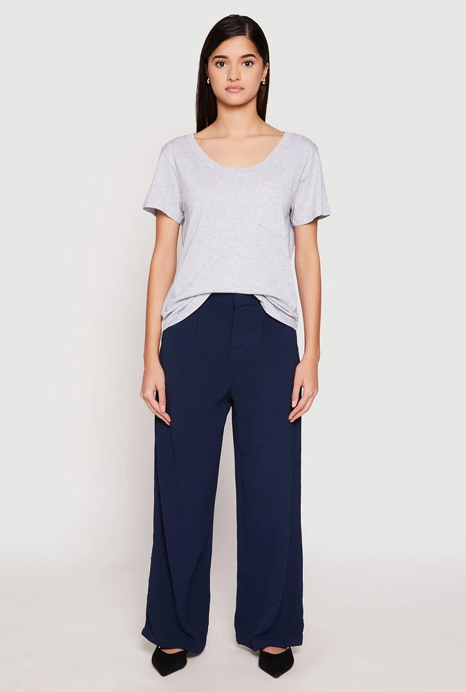 Womens Scoop Neck Pocket T Shirt,