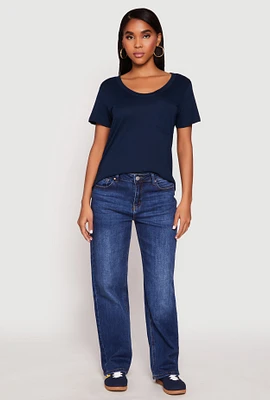 Womens Scoop Neck Pocket T Shirt,