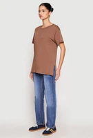 Womens Side Slit Pocket T Shirt,