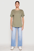 Womens Side Slit Pocket T Shirt, Green, Size L