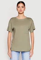 Womens Side Slit Pocket T Shirt, Green, Size L
