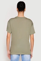 Womens Side Slit Pocket T Shirt, Green, Size L