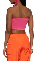 Womens Seamless Basic Padded Bandeau Top, Pink, Size S-M