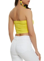 Womens Seamless Basic Padded Bandeau Top, Yellow, Size M-L