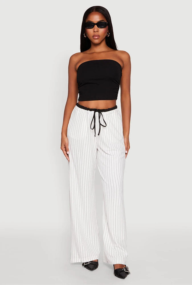 Womens Side Ruched Cropped Tube Top,