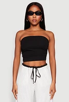 Womens Side Ruched Cropped Tube Top,