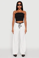 Womens Side Ruched Cropped Tube Top,