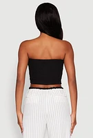 Womens Side Ruched Cropped Tube Top,