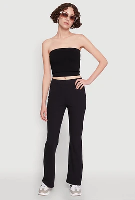 Womens Ribbed Knit Seamless Tube Top, Black, Size M-L