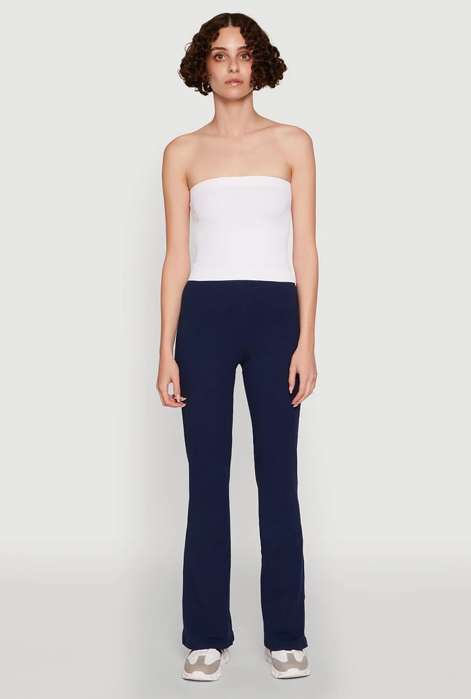 Womens Ribbed Knit Seamless Tube Top, White, Size S-M