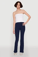 Womens Ribbed Knit Seamless Tube Top, White, Size S-M