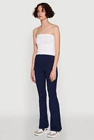 Womens Ribbed Knit Seamless Tube Top, White, Size S-M