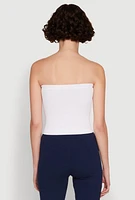 Womens Ribbed Knit Seamless Tube Top, White, Size S-M