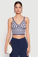 Womens Crochet Striped Crop Top,