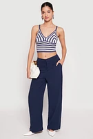 Womens Crochet Striped Crop Top,