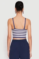 Womens Crochet Striped Crop Top,