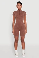 Womens Seamless Half Zip Romper,