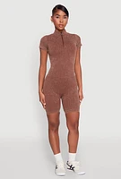 Womens Seamless Half Zip Romper,