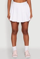 Womens Wide Waist Band Pleated Skort, White, Size L