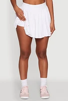 Womens Wide Waist Band Pleated Skort, White, Size L