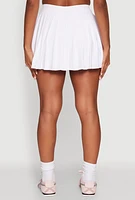 Womens Wide Waist Band Pleated Skort, White, Size L