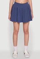 Womens Wide Waist Band Pleated Skort, Blue, Size XL