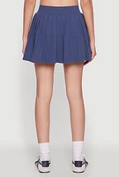 Womens Wide Waist Band Pleated Skort, Blue, Size XL