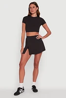 Womens Cut Out Back Crew Neck Crop Top,