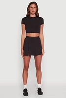 Womens Cut Out Back Crew Neck Crop Top,