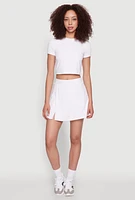 Womens High Waisted Tennis Skirt, White, Size S