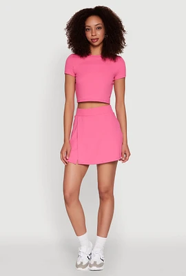 Womens High Waisted Tennis Skirt, Pink,