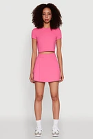 Womens High Waisted Tennis Skirt, Pink, Size L