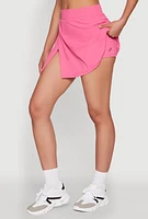 Womens High Waisted Tennis Skirt, Pink, Size L