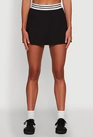 Womens Varsity Stripe Ball Pocket High Waisted Tennis Skirt,