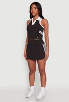 Womens Contrast Trim Racerback Polo Top,