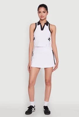 Womens High Waist Varsity Stripe Skort, White, Size M