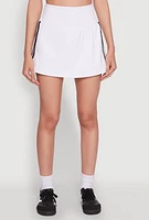 Womens High Waist Varsity Stripe Skort, White, Size M